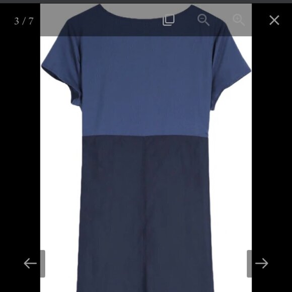 NWT Blue Color Block Short Sleeve Midi Dress Large - Picture 4 of 11